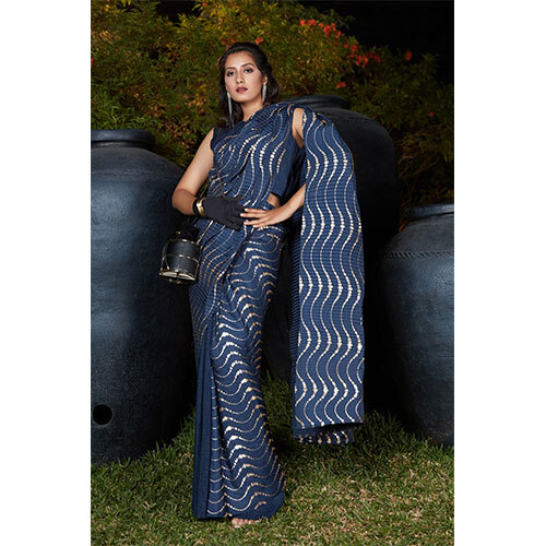 4503 Ladies Sarees - Color  Navy Blue