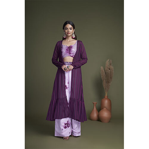 4902 Lavender Co-ords Set  Ethnic  - Fabric Type  Georgette