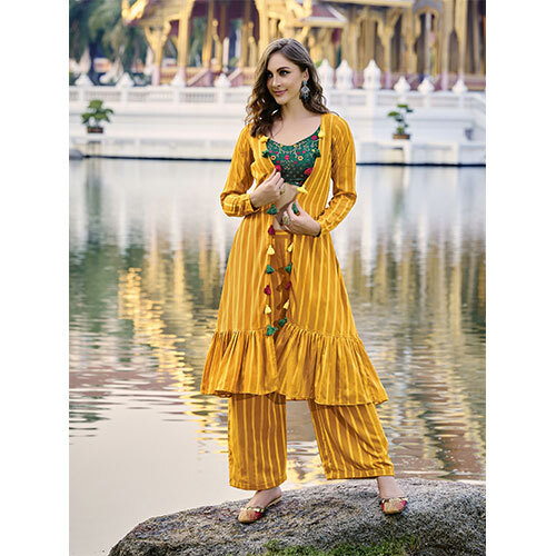4911 Yellow Co-ords Set  Ethnic  - Color  Green