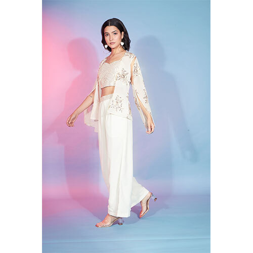 4997 Off White Co-ords Set  Ethnic  - Fabric Type  Georgette
