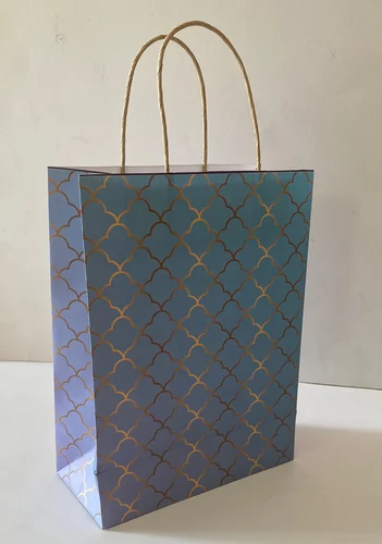 Blue Golden Printed Paper Bag