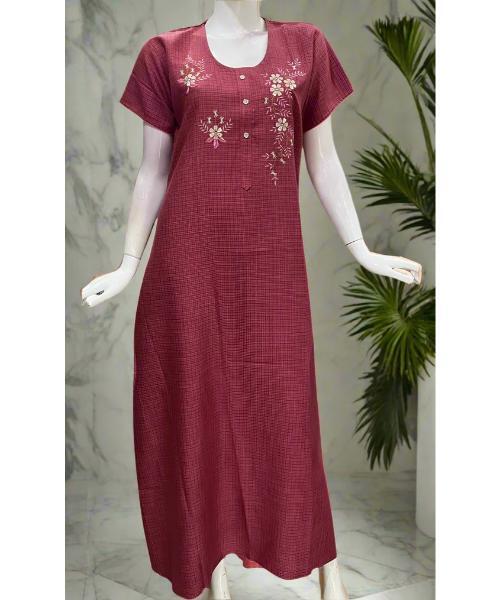Flora Rayon Nighty - Soft Rayon Fabric  Ideal For Day And Night Wear 