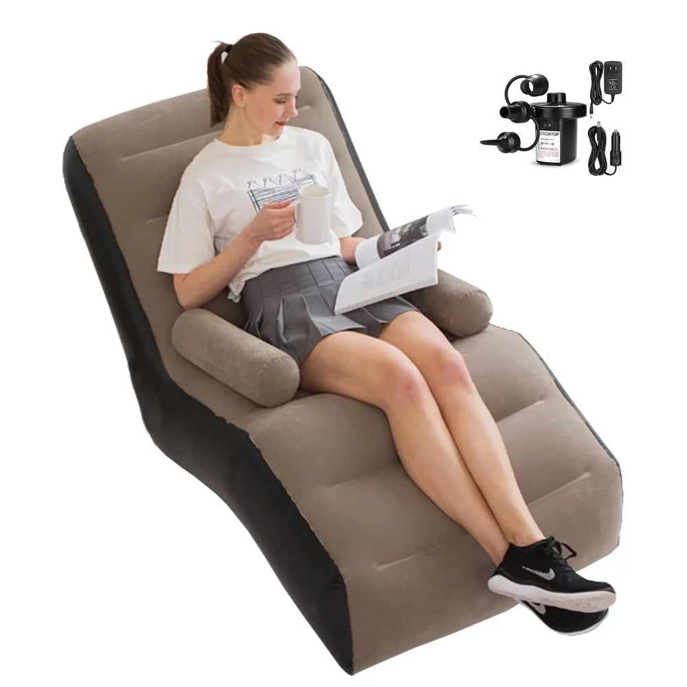 Inflatable Sofa air Bed Lounge Chair Material Velvet