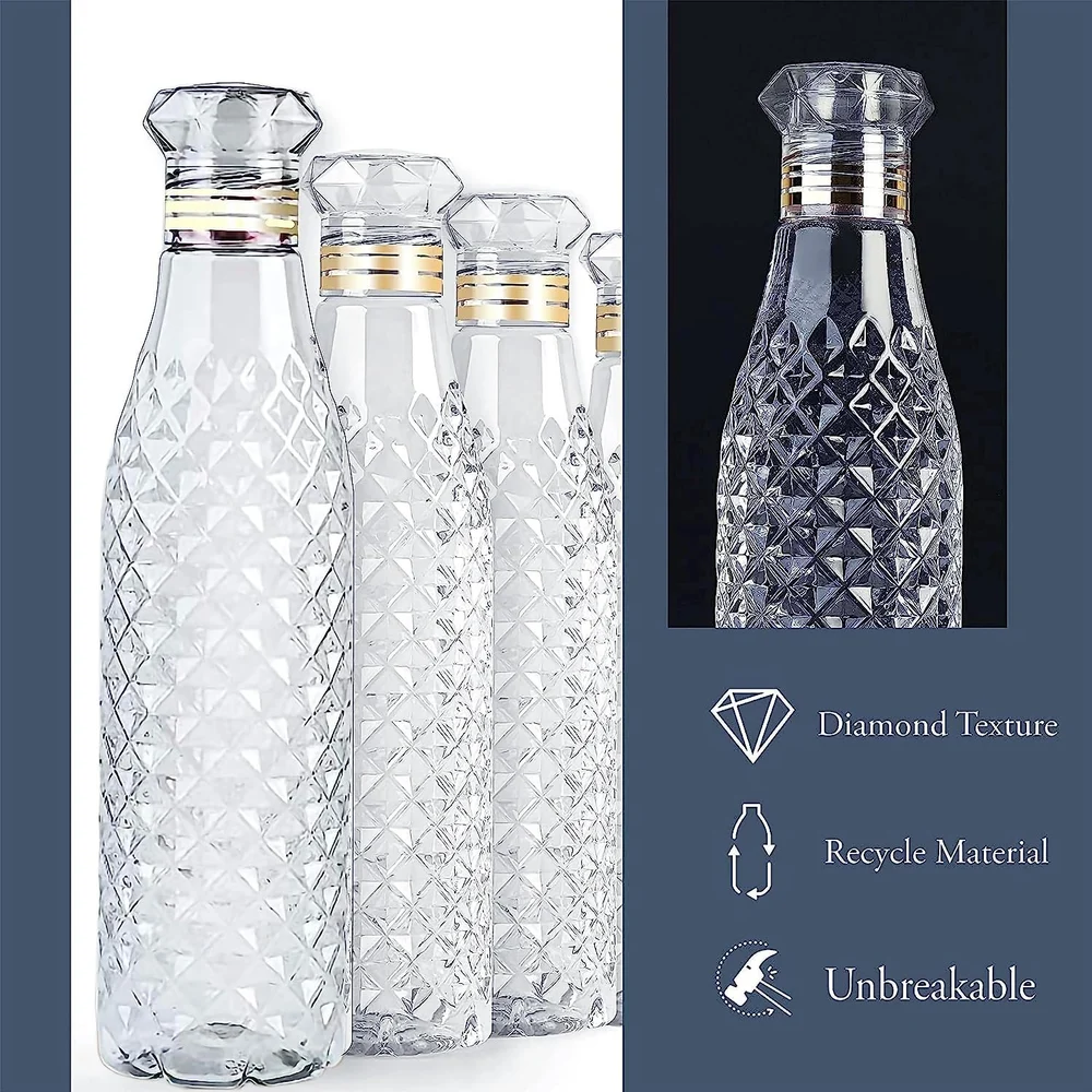 Plastic Transperant Diamond Water Bottles  Size  1 Liter