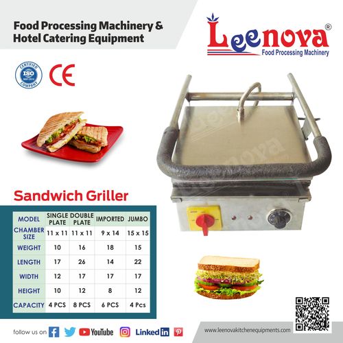 Sandwich Griller - Stainless Steel  17x12x10 Inches   4-8 Sandwich Capacity