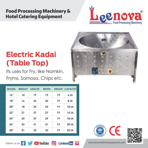 Table Top Electric Kadai Height  19 Inch  In 
