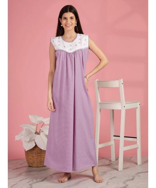 Women Designer Sleeveless Nighty - Pure Cotton  Soft Cotton  Bizzy Lizzie 