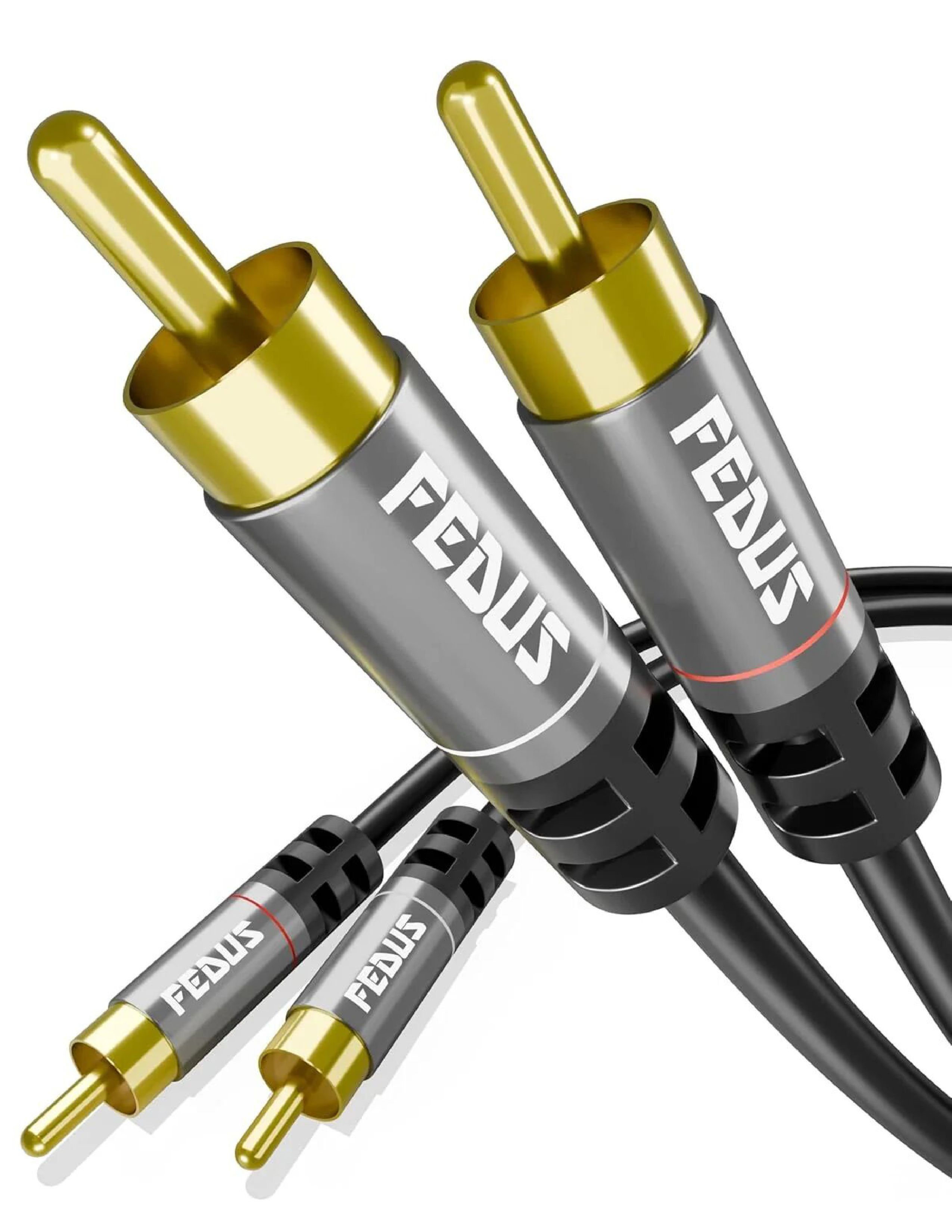 FEDUS RCA to RCA Cable Double Shielded Oxygen-Free Copper Gold Plated 2RCA to 2RCA Cable 2 RCA Car Audio Subwoofer Cable Cord for Hi-Fi Audio Systems, Amplifier, Home Theater, Speaker, H